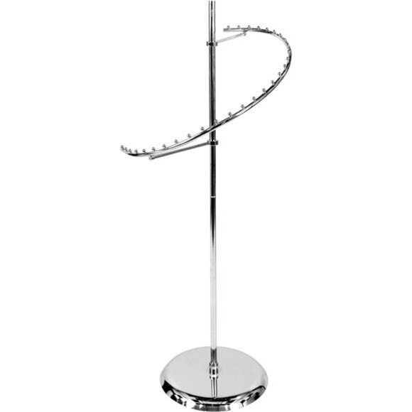 Sleek Chrome Spiral Clothing Rack - 29 Ball Retail Clothing Display Stand - 63"H - Picture 1 of 8